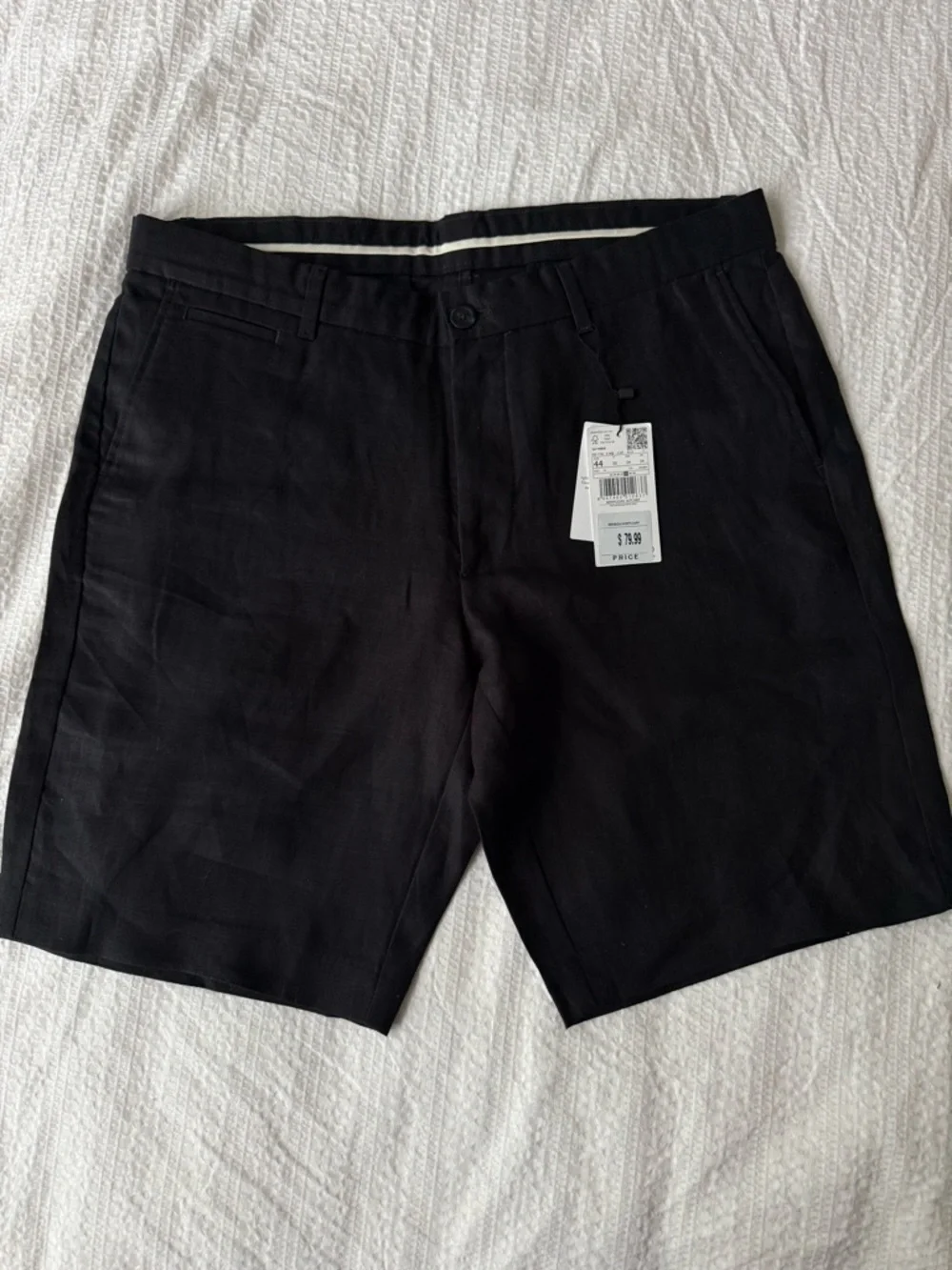 Mango Black Flat-Front Casual Chino Shorts USA 34    EU44
